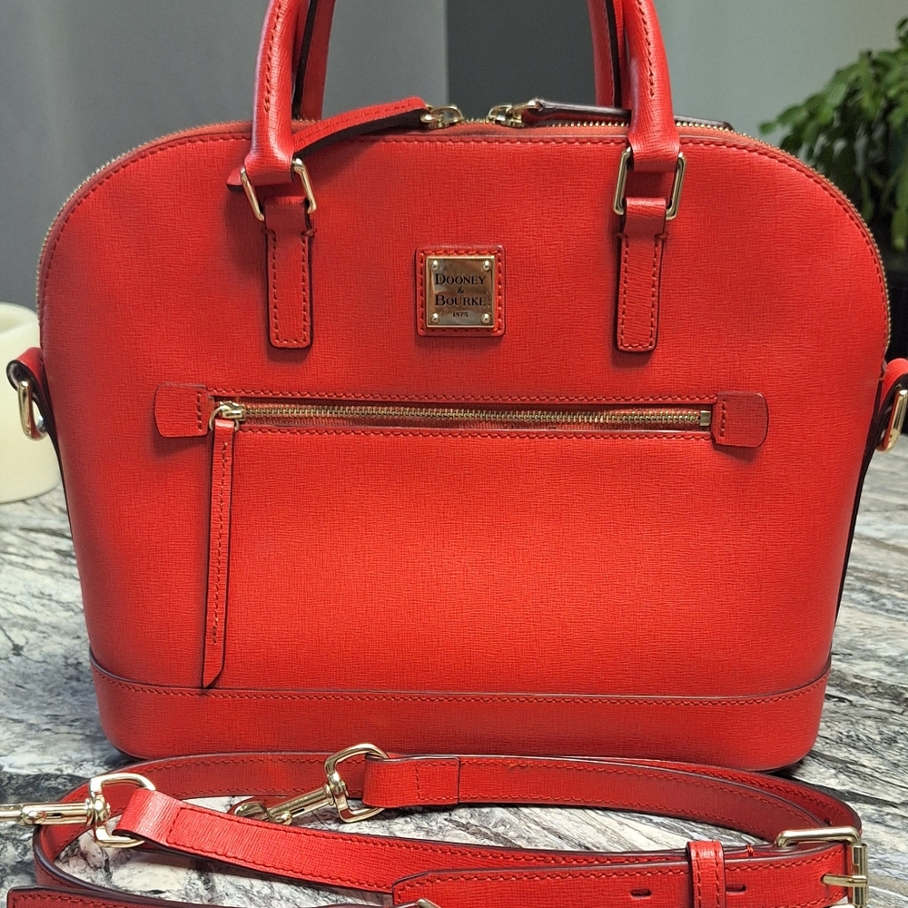 Dooney & Bourke Zip Satchel, EUC, Tomato